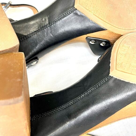 Antonio Melani Leather Block Heeled Platform Sandals Size 9 Catalyni